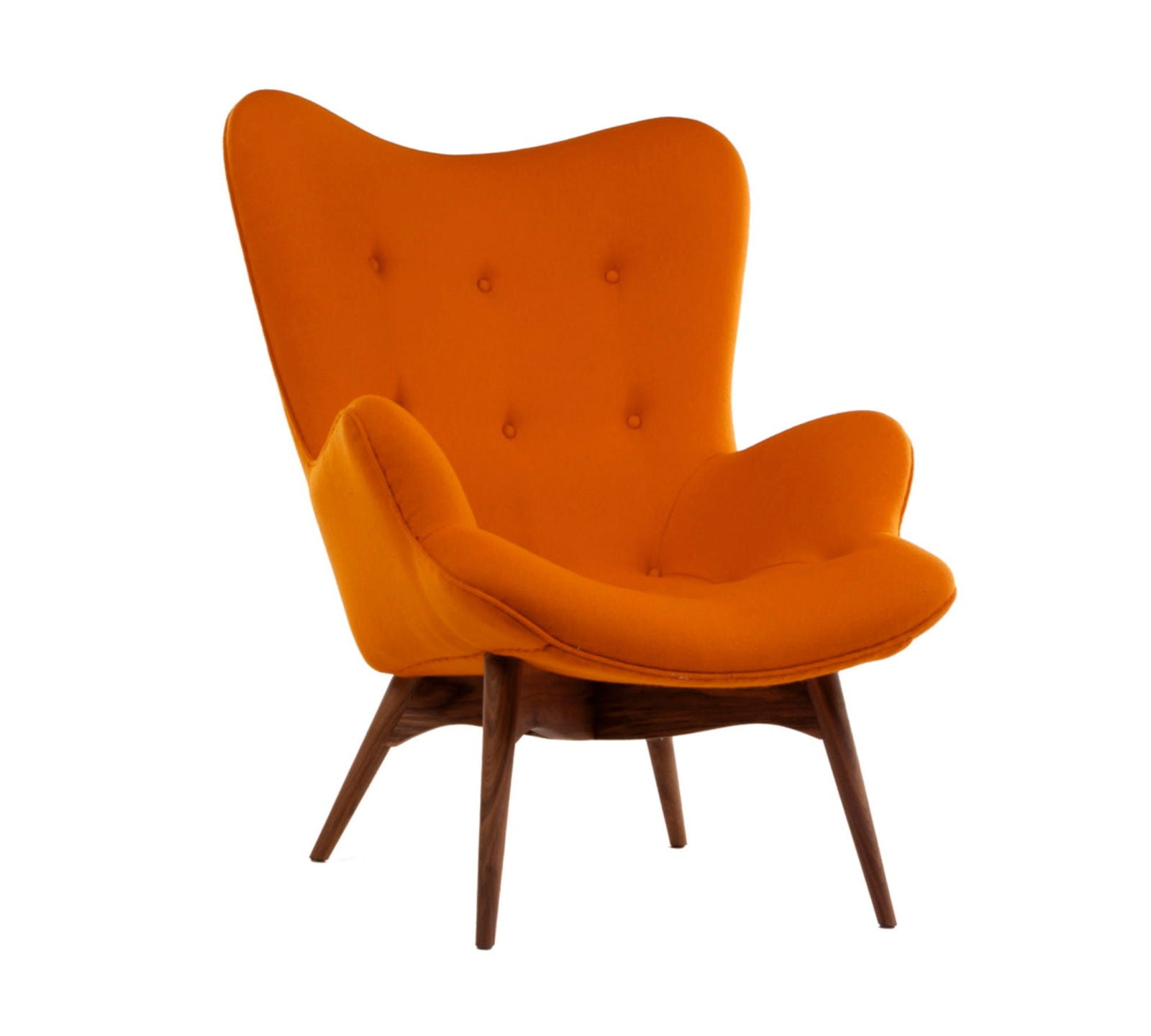 Velvet Lounge Chair in Teak Wood Legs -