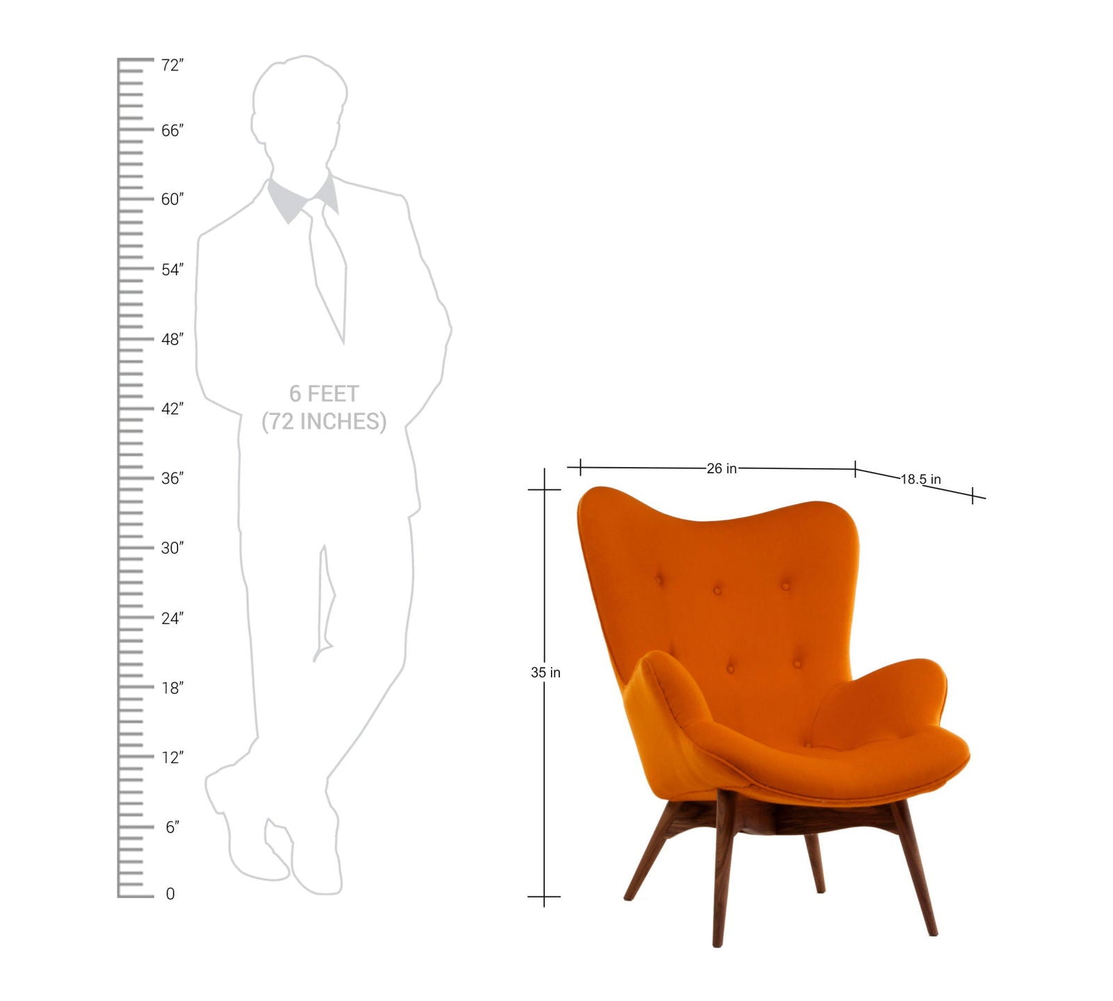 Velvet Lounge Chair in Teak Wood Legs -