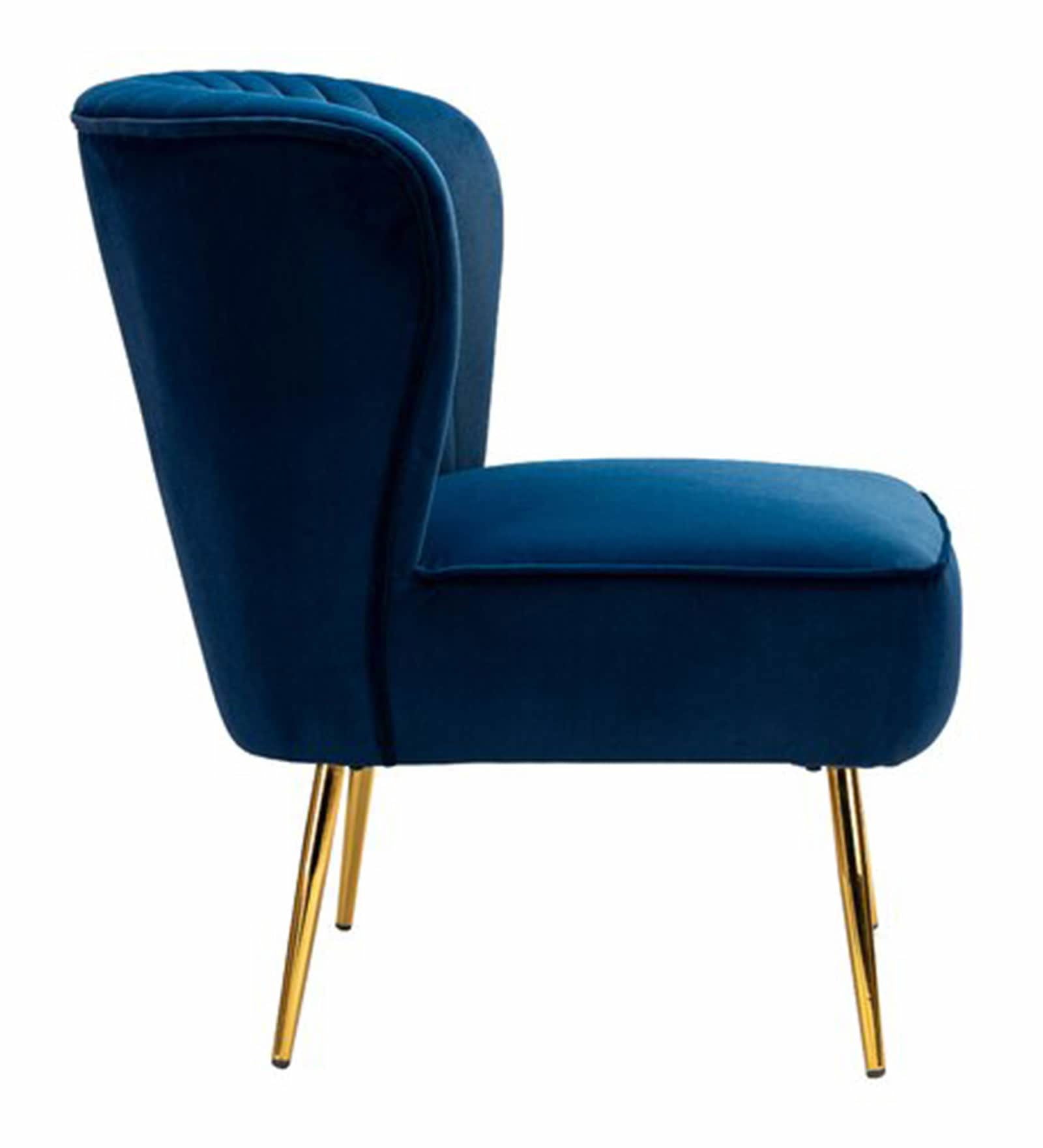 Velvet Lounge Chair with Metal Leg -