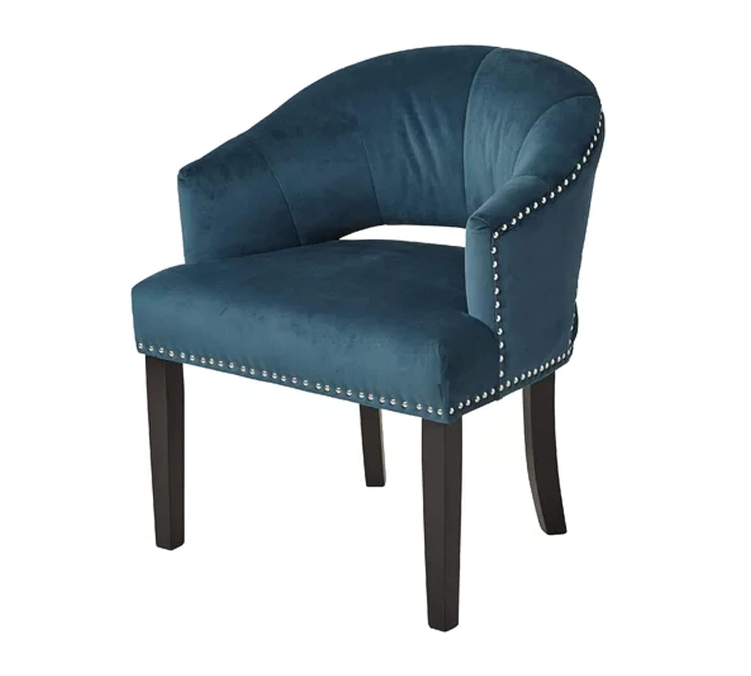 Velvet Lounge Chair with Teak Wood Legs -