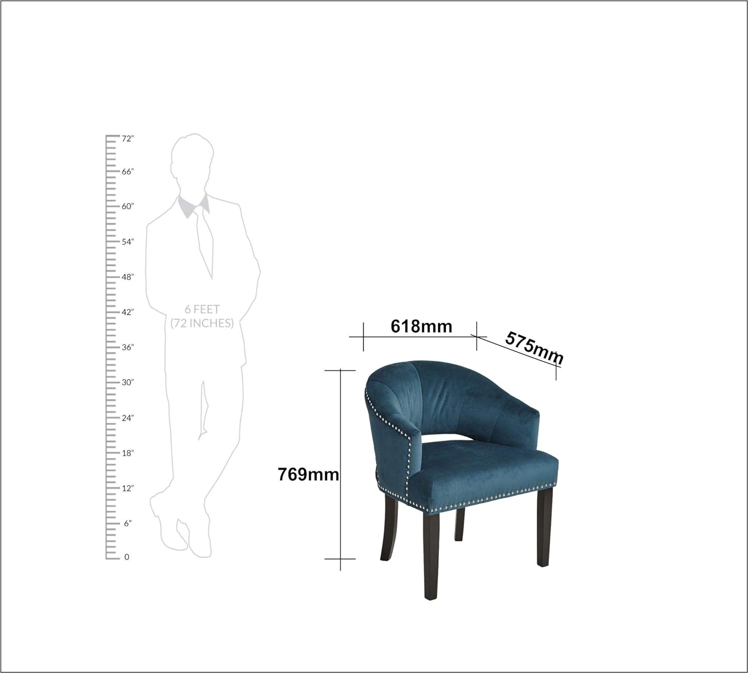 Velvet Lounge Chair with Teak Wood Legs -