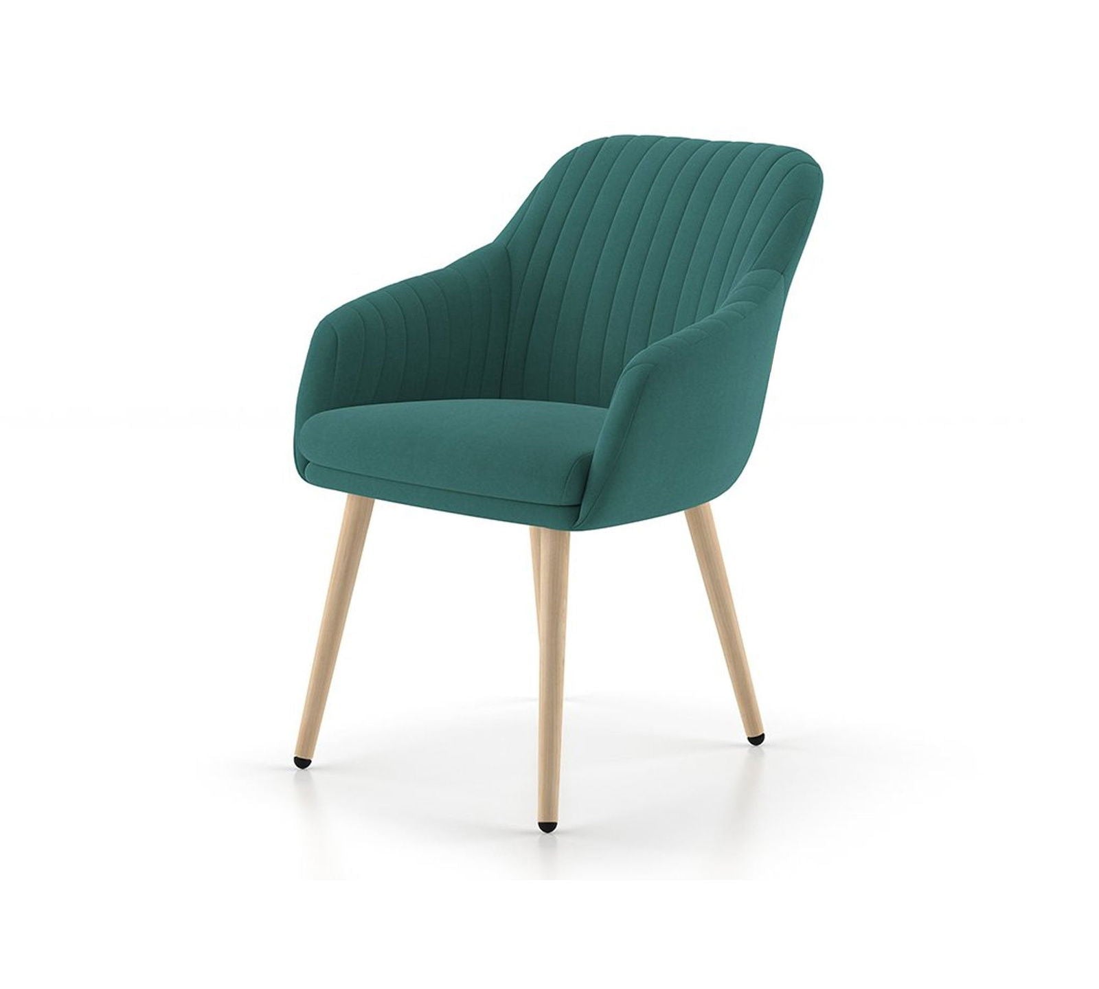 Velvet Lounge Chair with Wooden Legs -