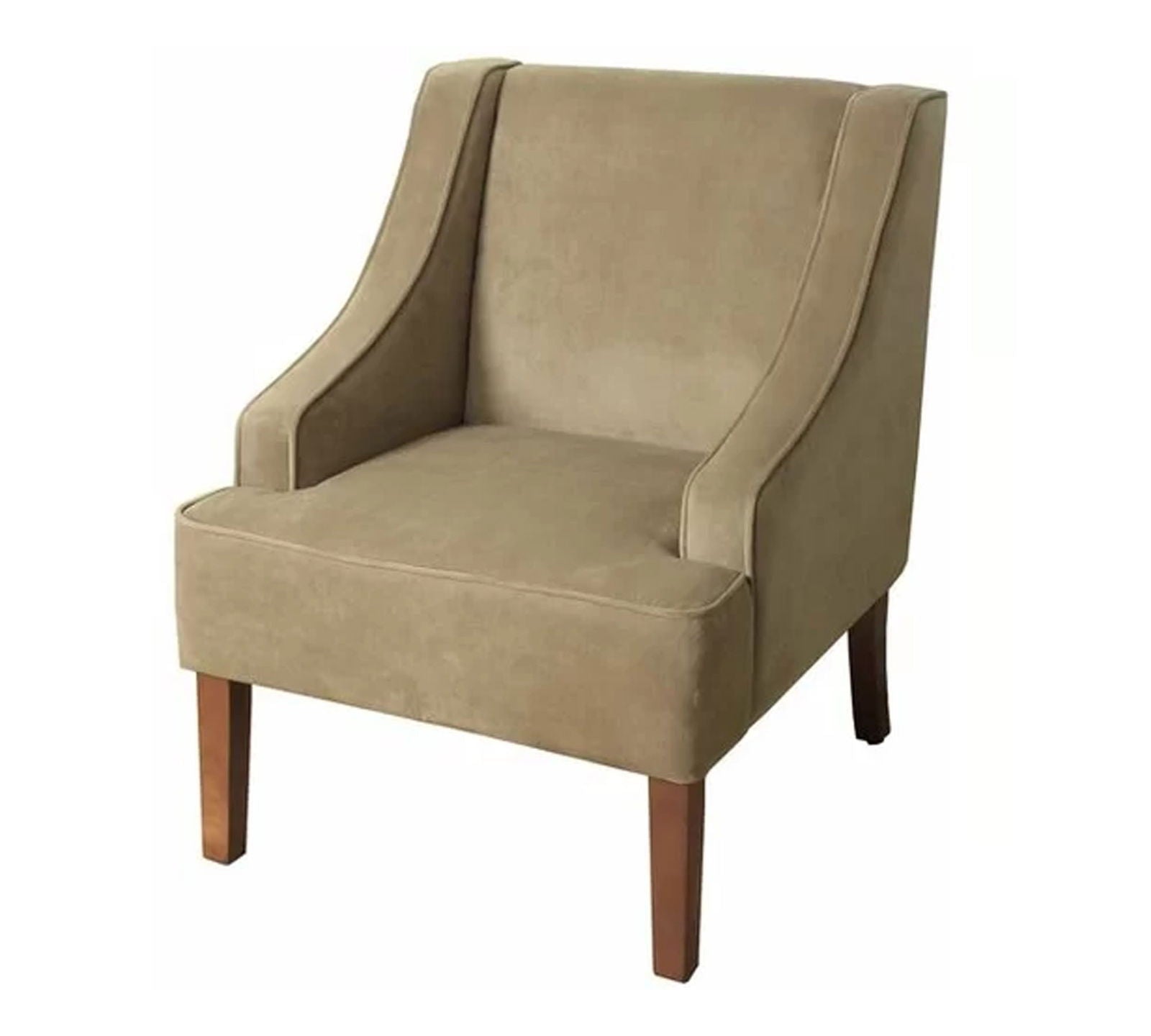 Velvet Lounge Chair with Wooden Legs -
