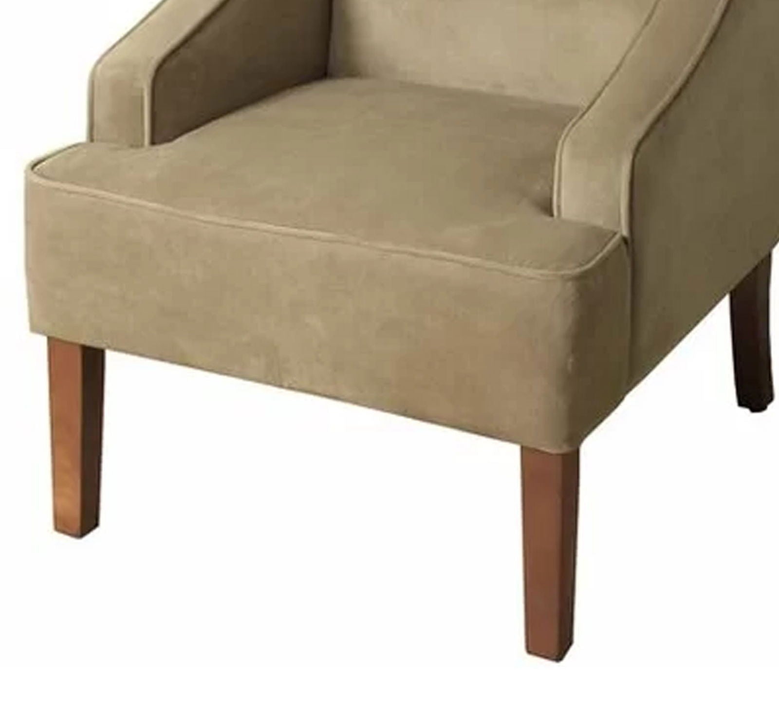 Velvet Lounge Chair with Wooden Legs -