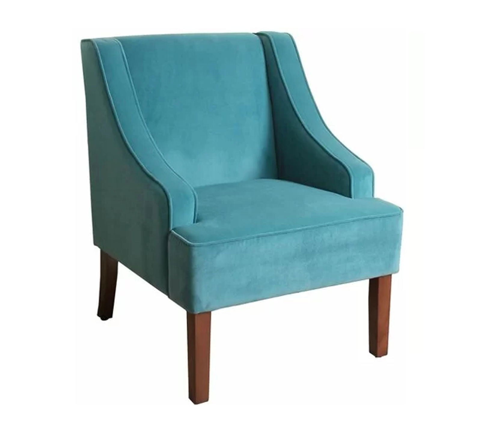 Velvet Lounge Chair with Wooden Legs -