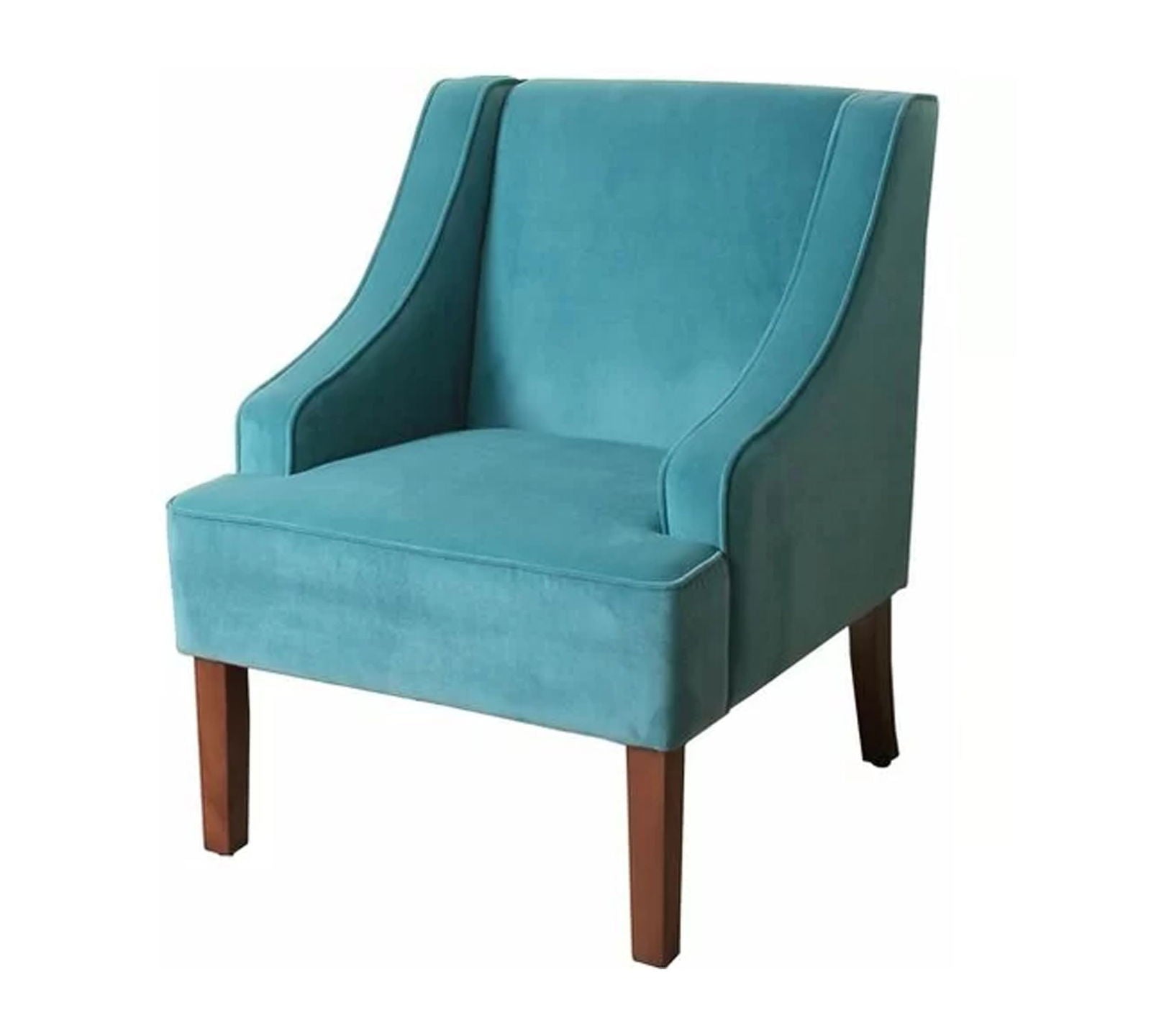 Velvet Lounge Chair with Wooden Legs -