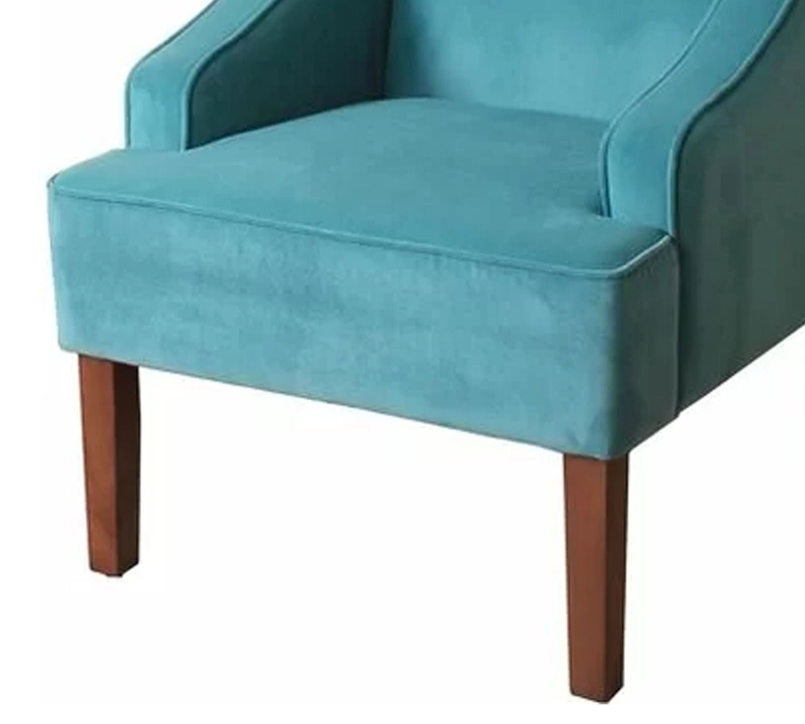 Velvet Lounge Chair with Wooden Legs -