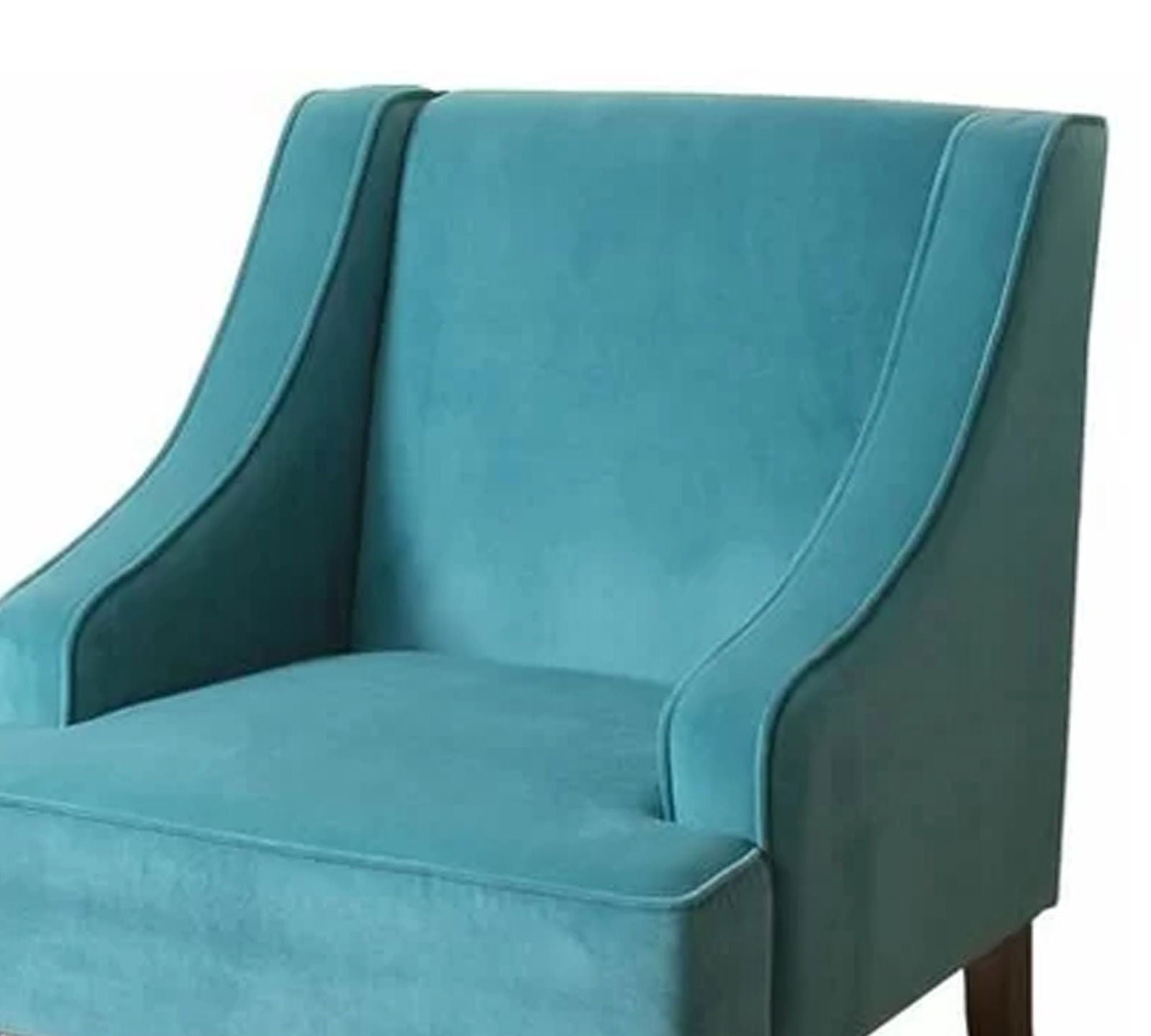 Velvet Lounge Chair with Wooden Legs -