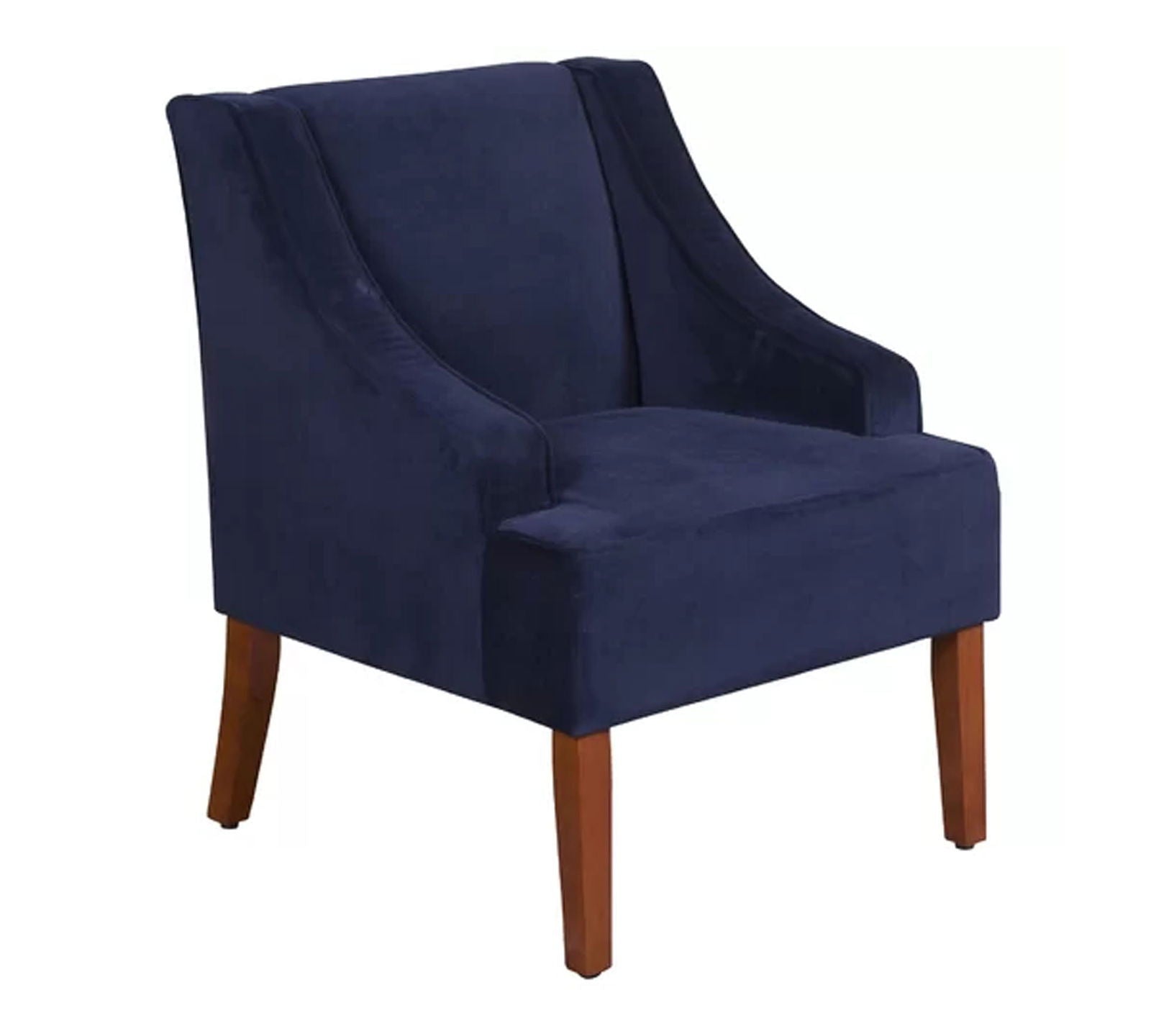 Velvet Lounge Chair with Wooden Legs -