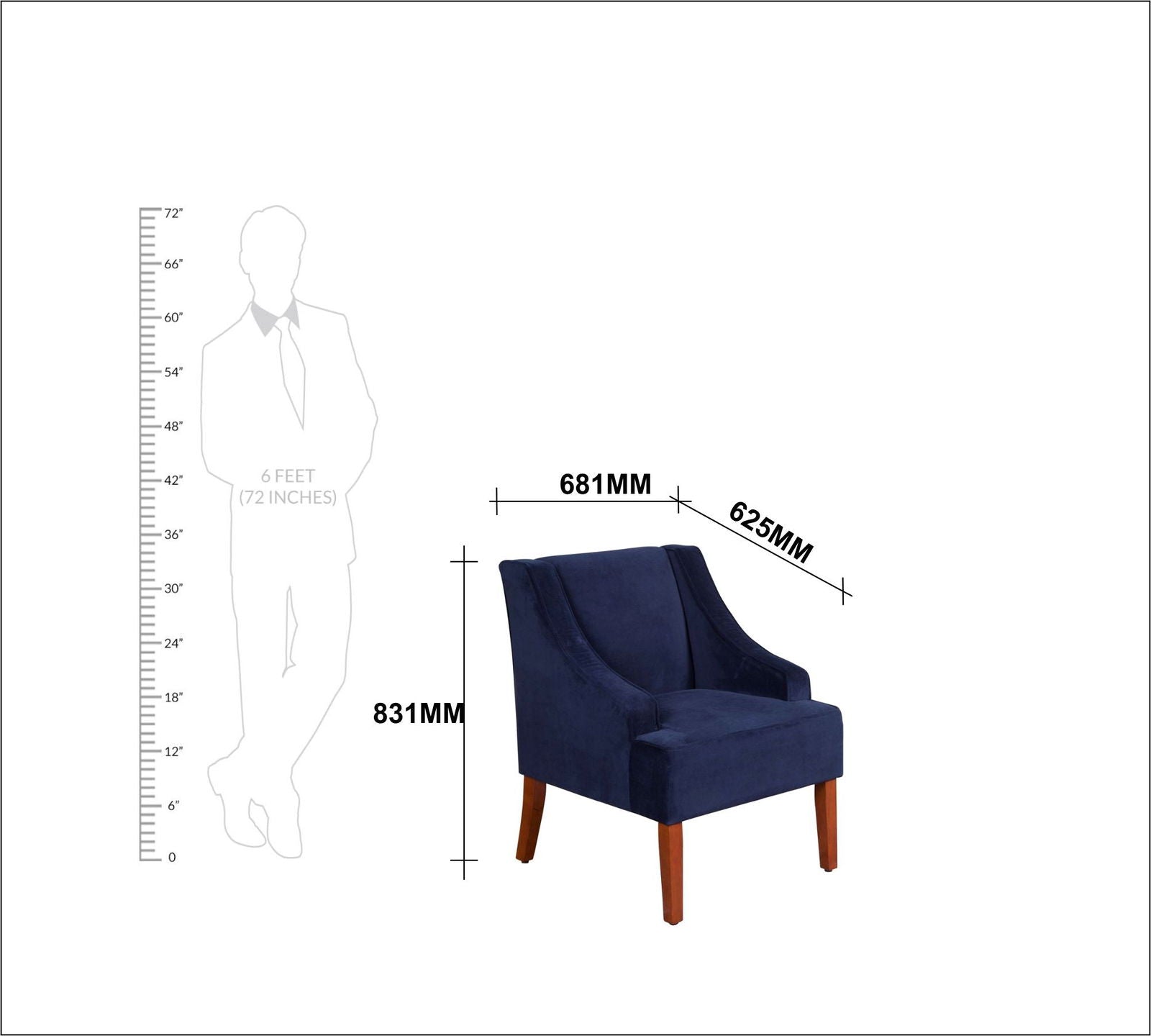 Velvet Lounge Chair with Wooden Legs -