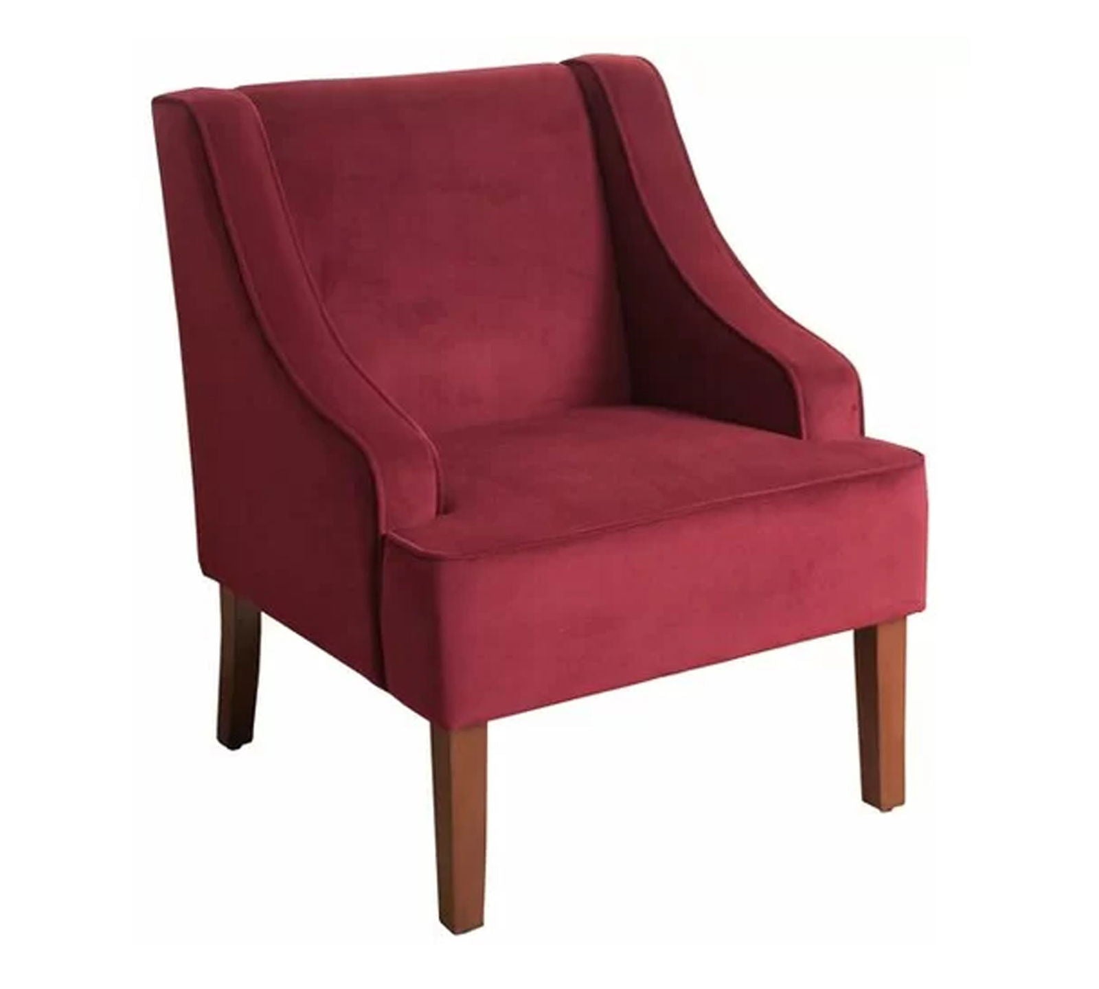 Velvet Lounge Chair with Wooden Legs -