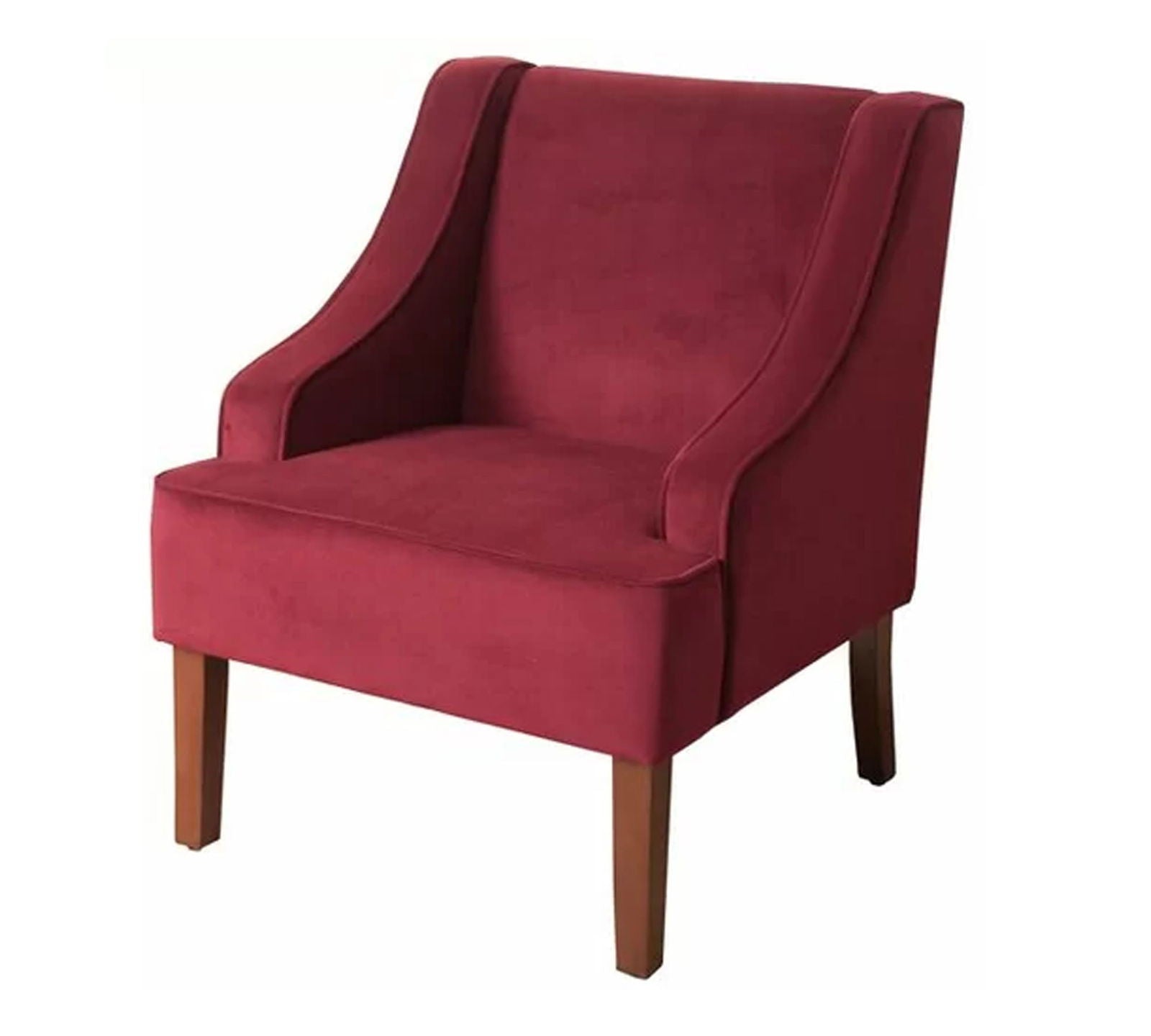 Velvet Lounge Chair with Wooden Legs -