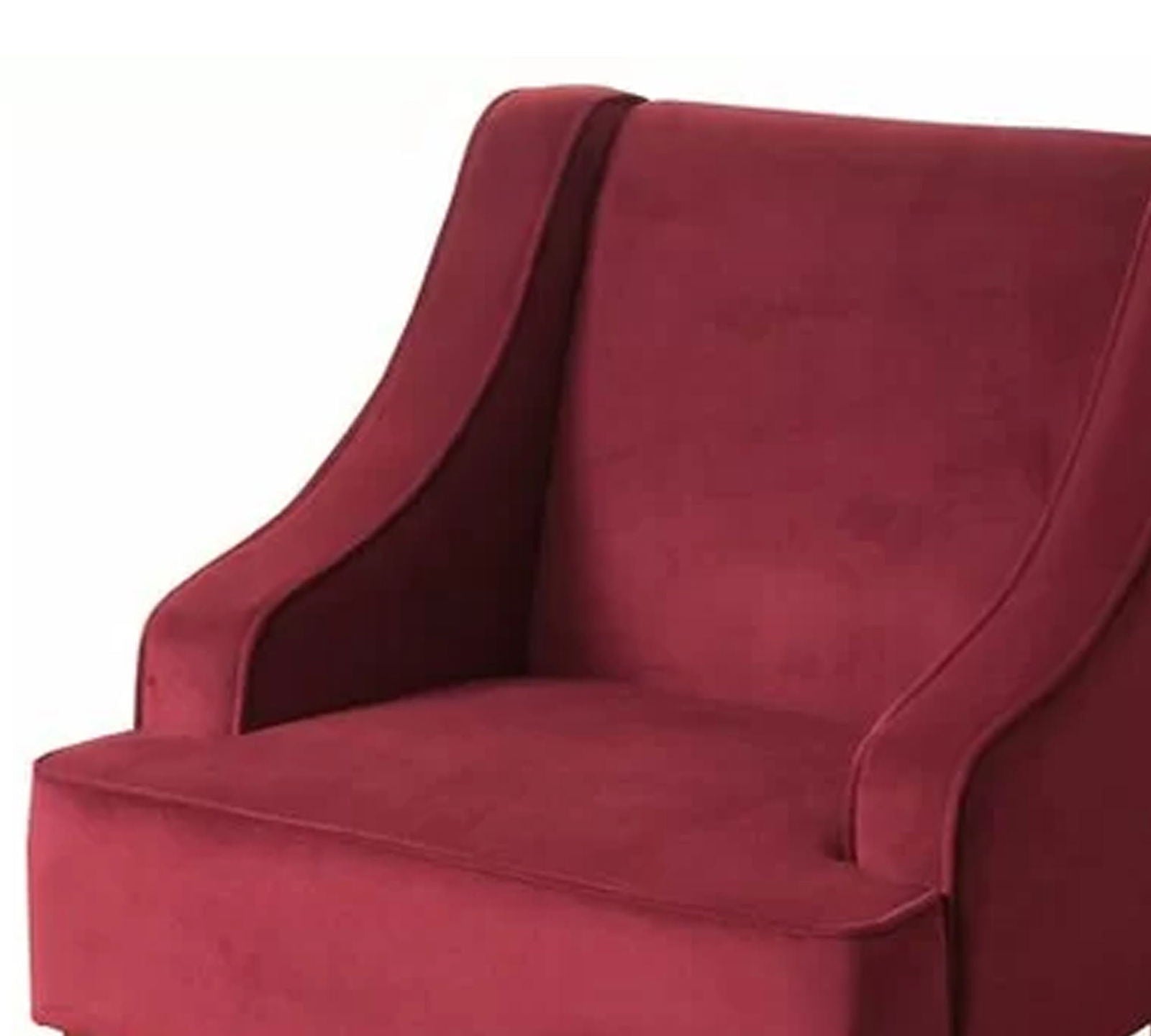 Velvet Lounge Chair with Wooden Legs -