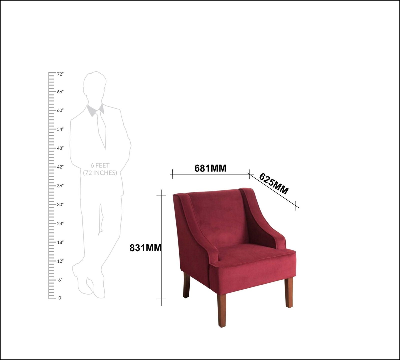 Velvet Lounge Chair with Wooden Legs -