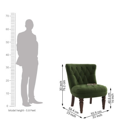 Velvet Lounge Chair with Wooden Legs -