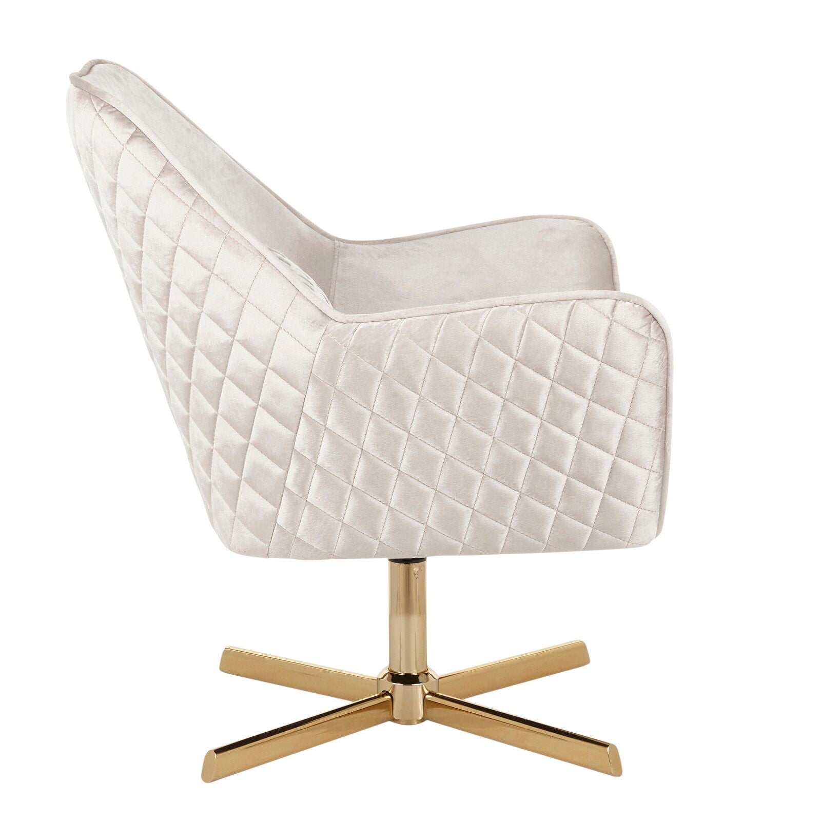Velvet Swivel Accent Chair in Gold Metal Legs -