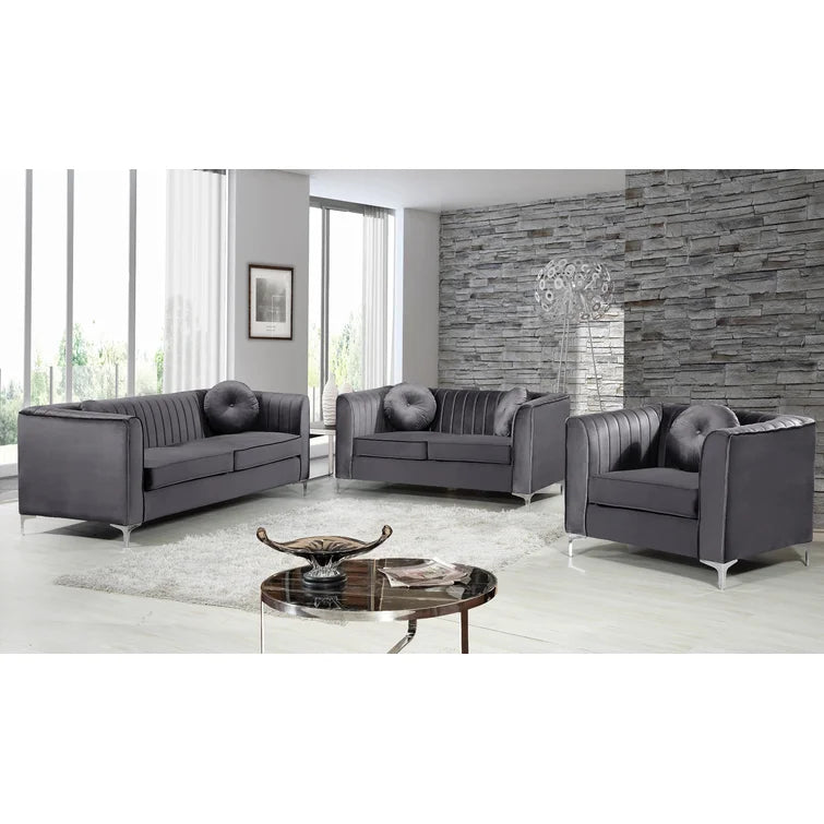 Velvet Tuxedo Arm Sofa -
