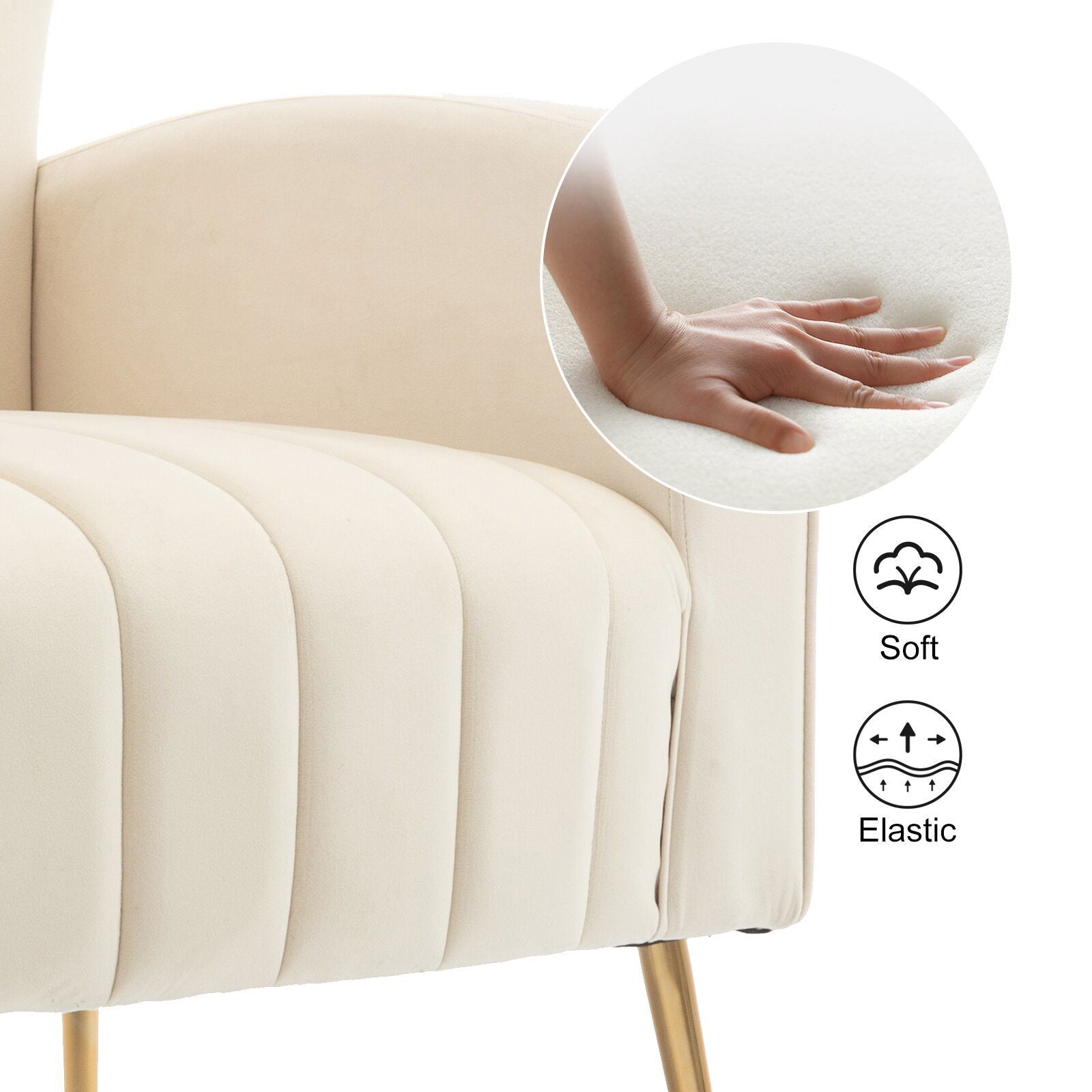 Versatile Luxury Unique Design Accent Chair with Golden Metal Legs -