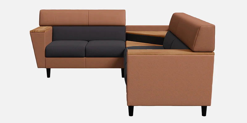 Vertex Leatherette Corner Sofa In Toffee & Grey Color -