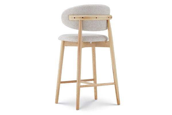 WOVEN FABRIC UPHOLSTERY CUSHION HIGH CHAIR WITH WOODEN LEGS -