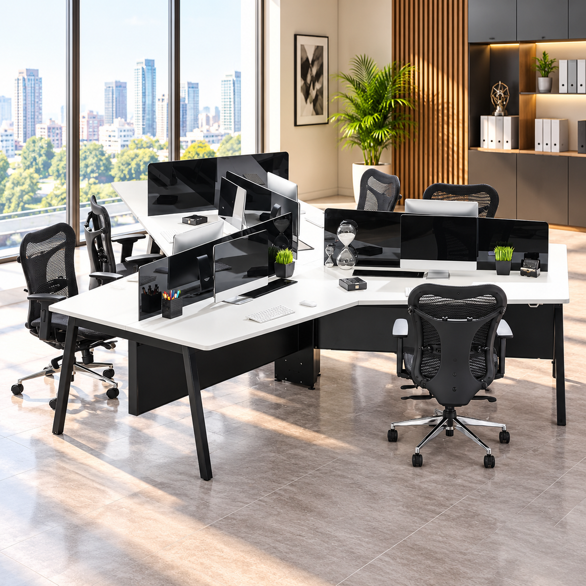 Modular Office Cubicle Workstation with Divider Panels- Ergonomic Design for Modern Corporate and Work Environments