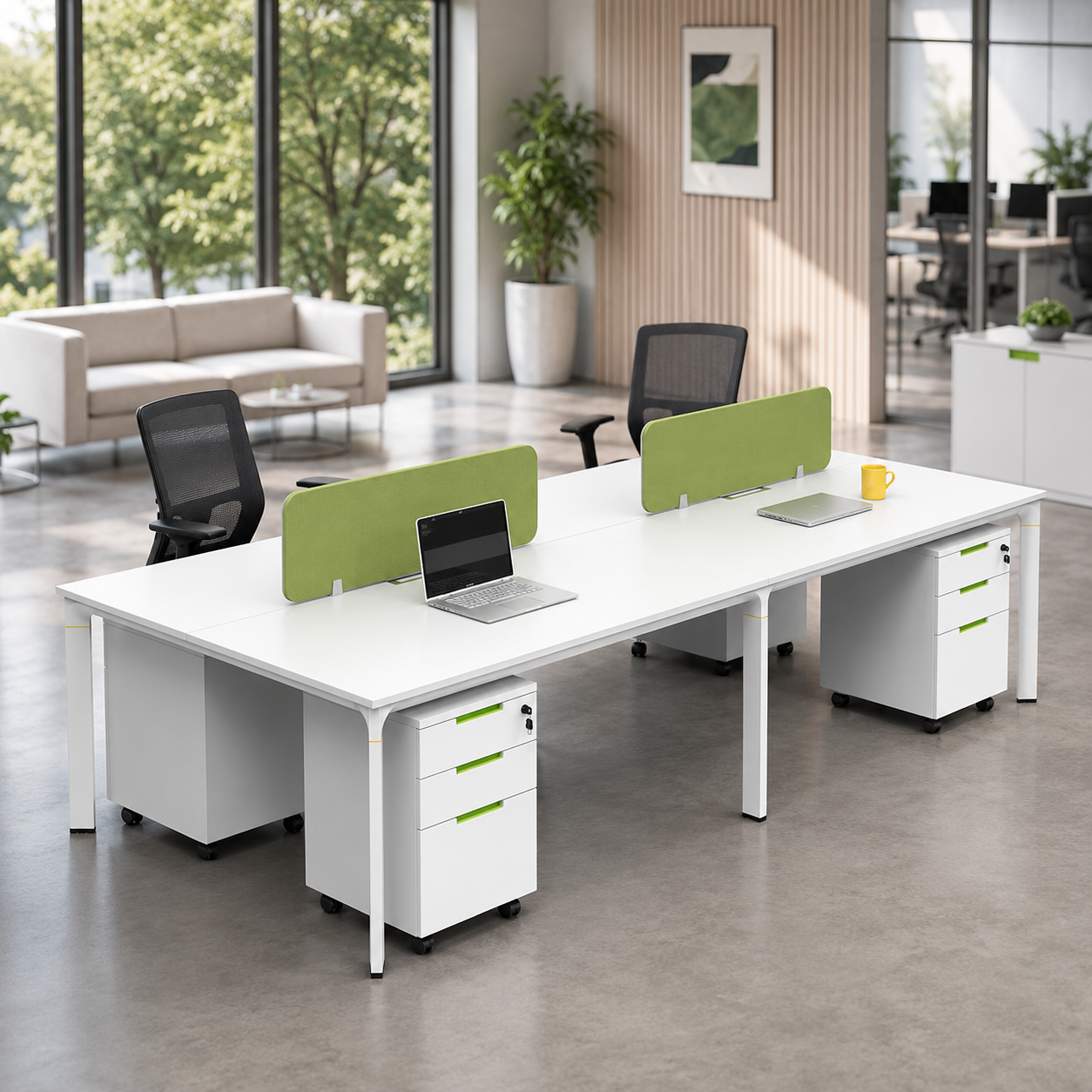 Modern 2+4+6 Person Office Workstation Desk with Durable Metal Frame | Contemporary Office Furniture