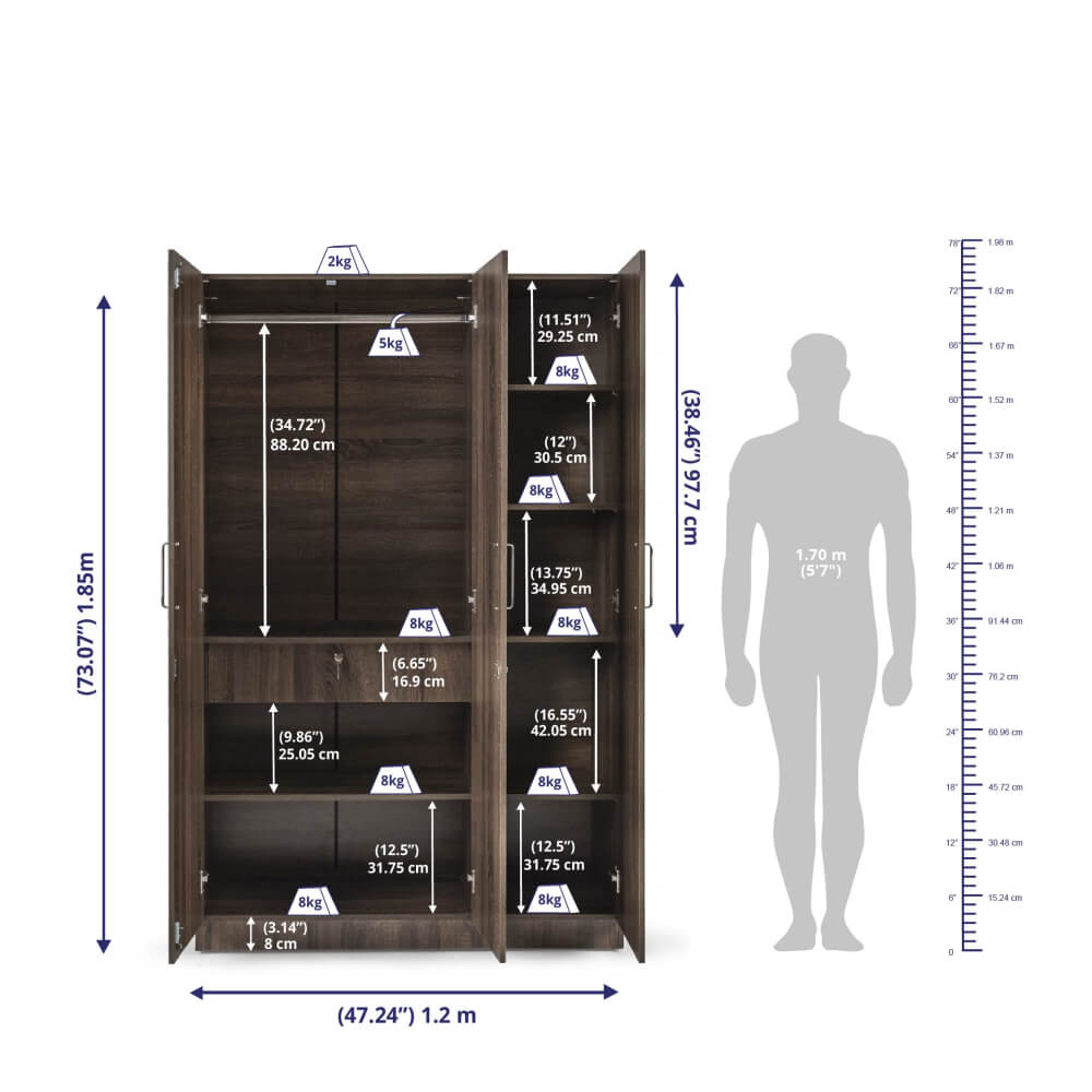 Wardrobe in 2, 3, 4 Door with Mirror -