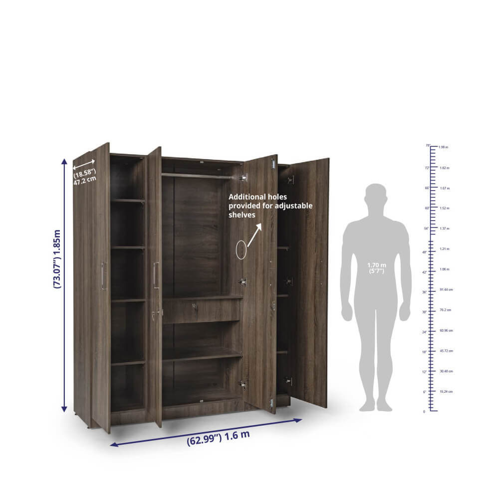 Wardrobe in 2, 3, 4 Door with Mirror -
