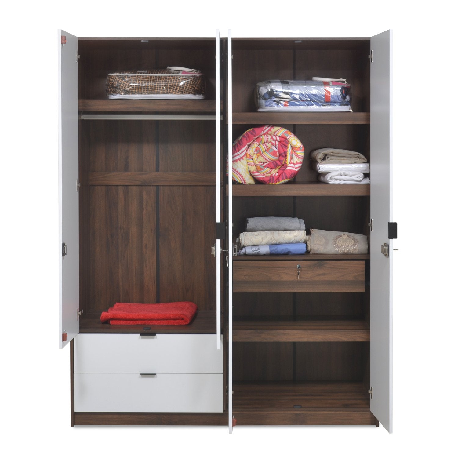 Wardrobe with Drawers in Wooden -