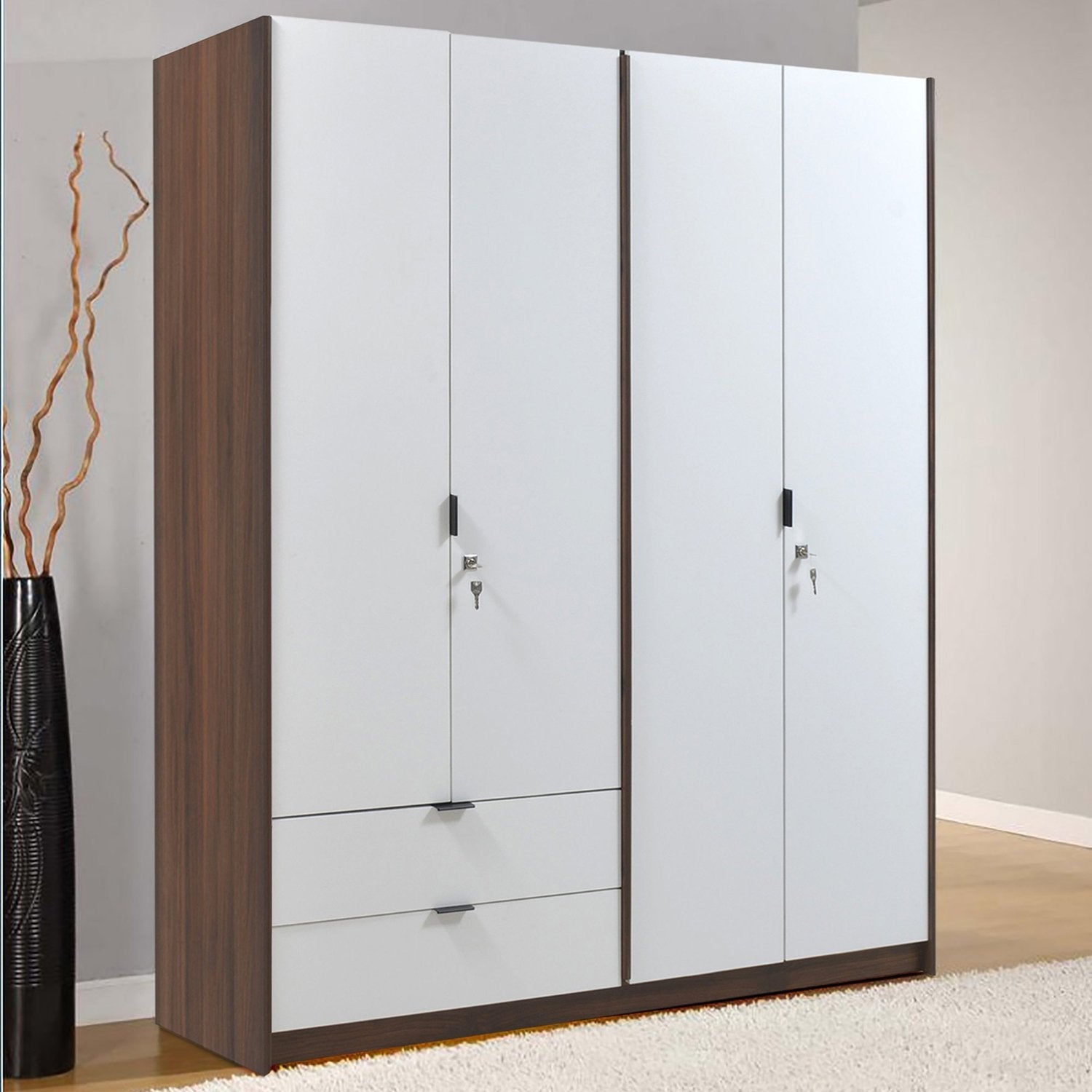 Wardrobe with Drawers in Wooden -
