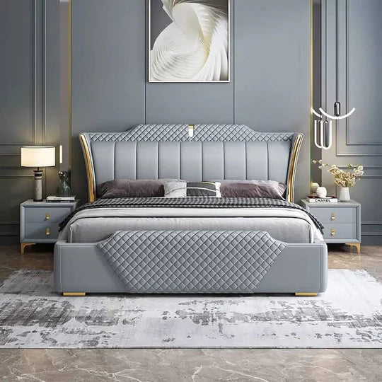 Modern Upholstered Bed with Box Storage – Plywood Frame, Soft Fabric Headboard, and Design for Contemporary Bedrooms