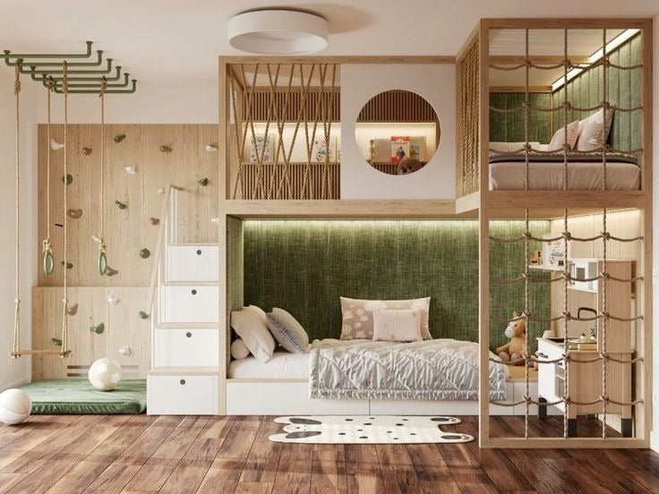Two-Level Kids’ Room with Loft, Climbing Wall & Play Area
