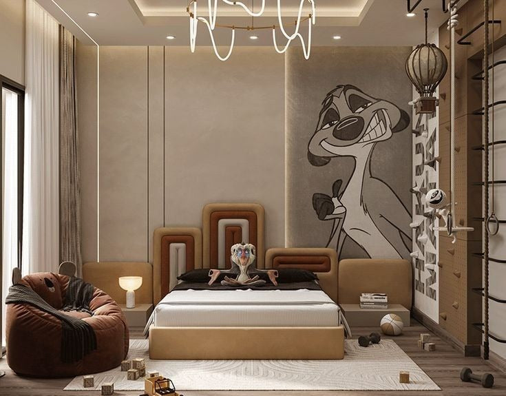 Modern Kids’ Bedroom in Brown & Beige with Playful Accents