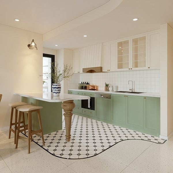 Charming Mint Green Cottage Kitchen with Classic Details