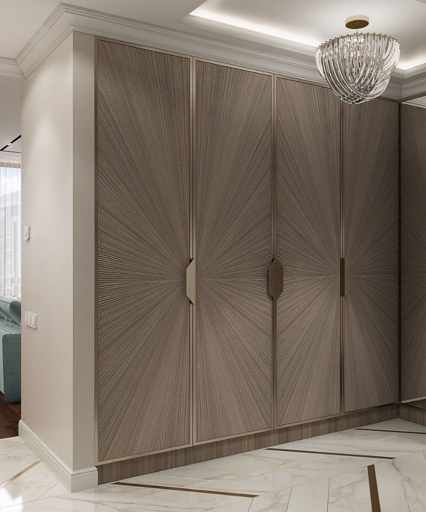 Art Deco-Inspired Floor-to-Ceiling Custom Wardrobe with Gold Accents