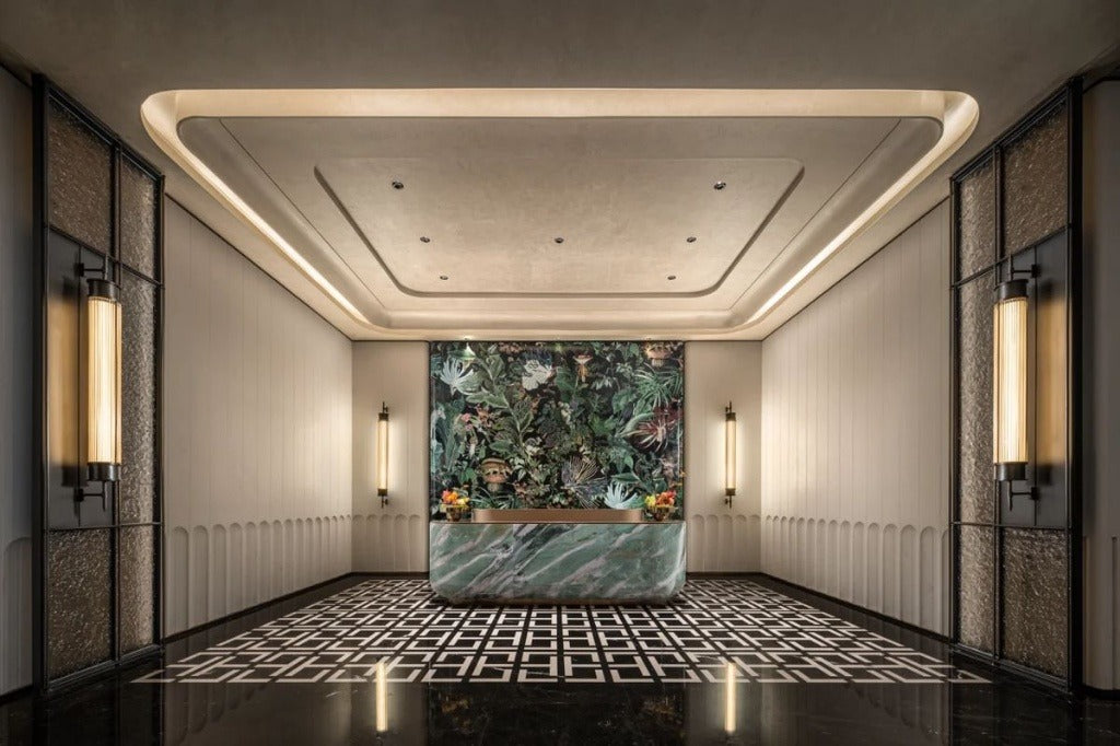 Rectangular Recessed False Ceiling with Rounded Corners and Perimeter LED Lighting