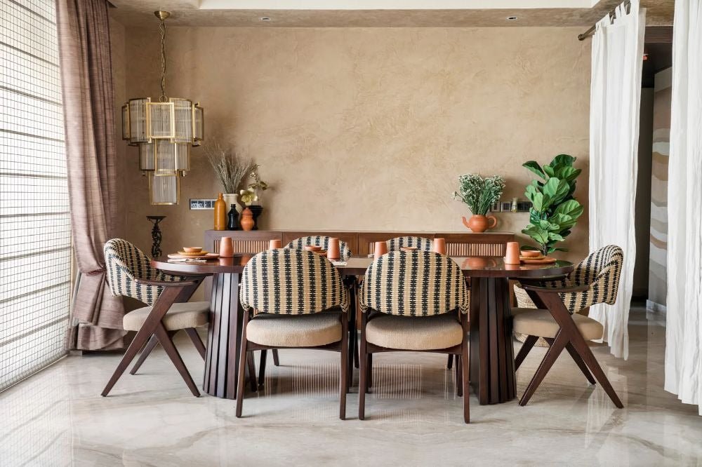 Elegant Contemporary Dining Room – 12ftx 10ft Space with Earthy Tones and Modern Craftsmanship