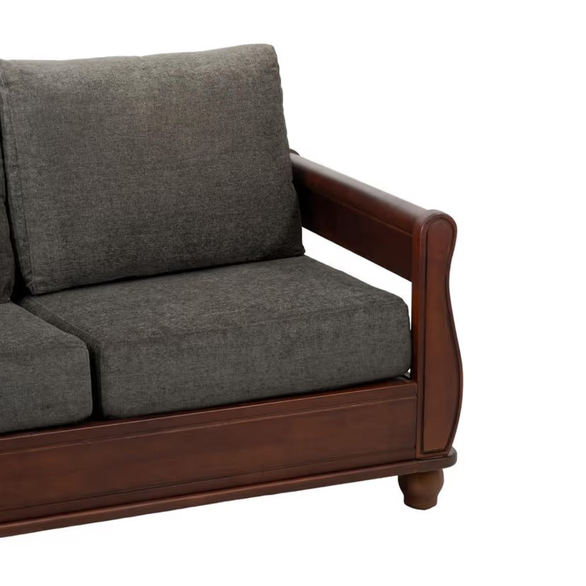 Wooden Sofa Living Room Classic Fabric Sofa with Solid Wood Frame Soft Cushions High Density Foam Comfortable Seating for Home Use