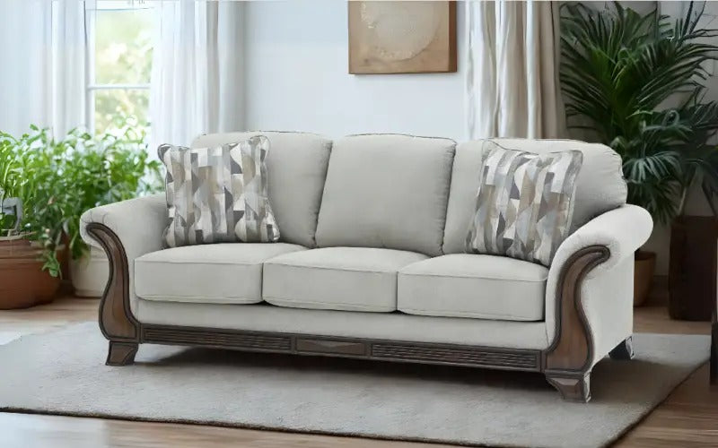 Modern 3 Seater Fabric Sofa with Premium Upholstery, High Density Foam Cushions, Solid Wood Frame & Elegant Armrests for Living Room