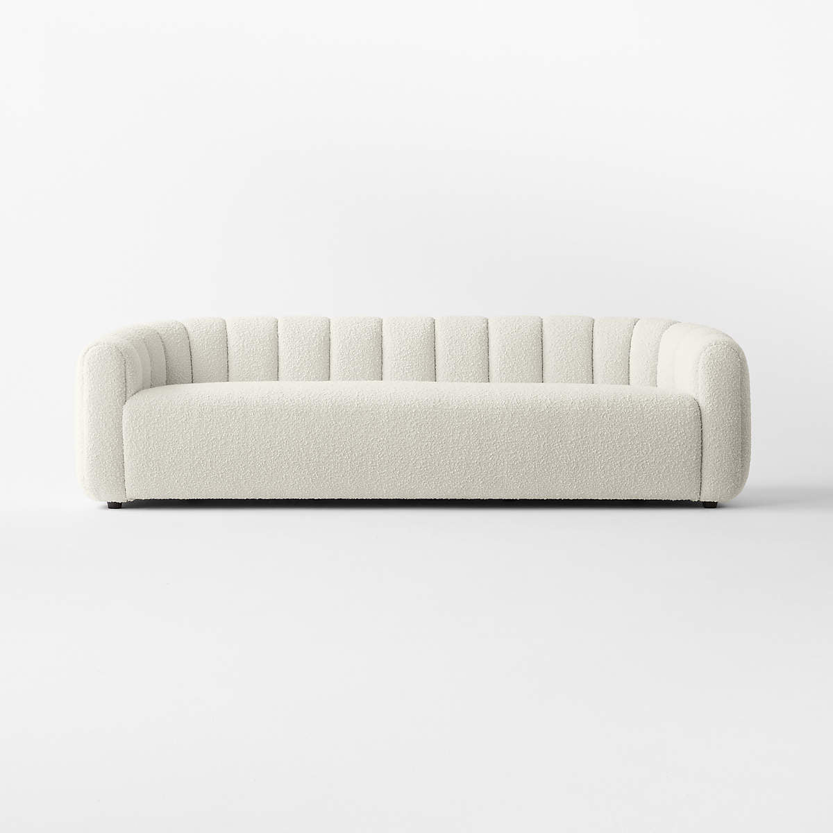 White Boucle 3 Seater Sofa Structure with Solid Wood Frame and Polyfoam cushions -