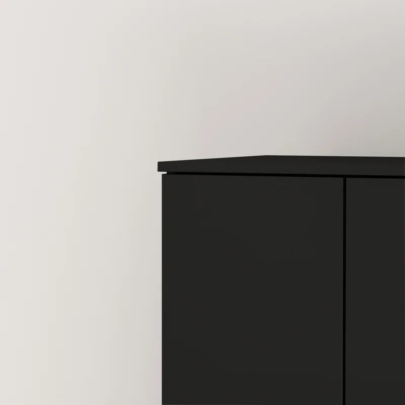 White Wood 2-Door Shoe Storage Cabinet with Wheels -