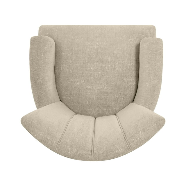 Wide Tufted Armchair with Teak Wood Legs -