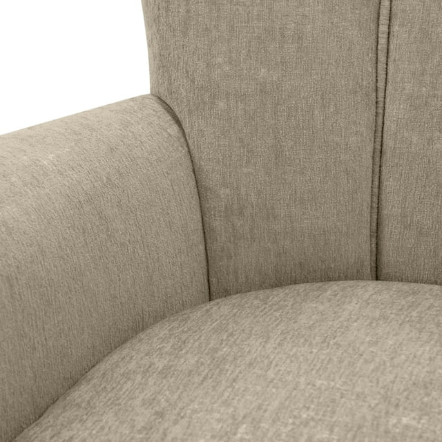 Wide Tufted Armchair with Teak Wood Legs -