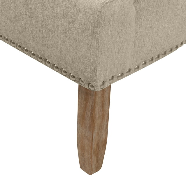 Wide Tufted Armchair with Teak Wood Legs -