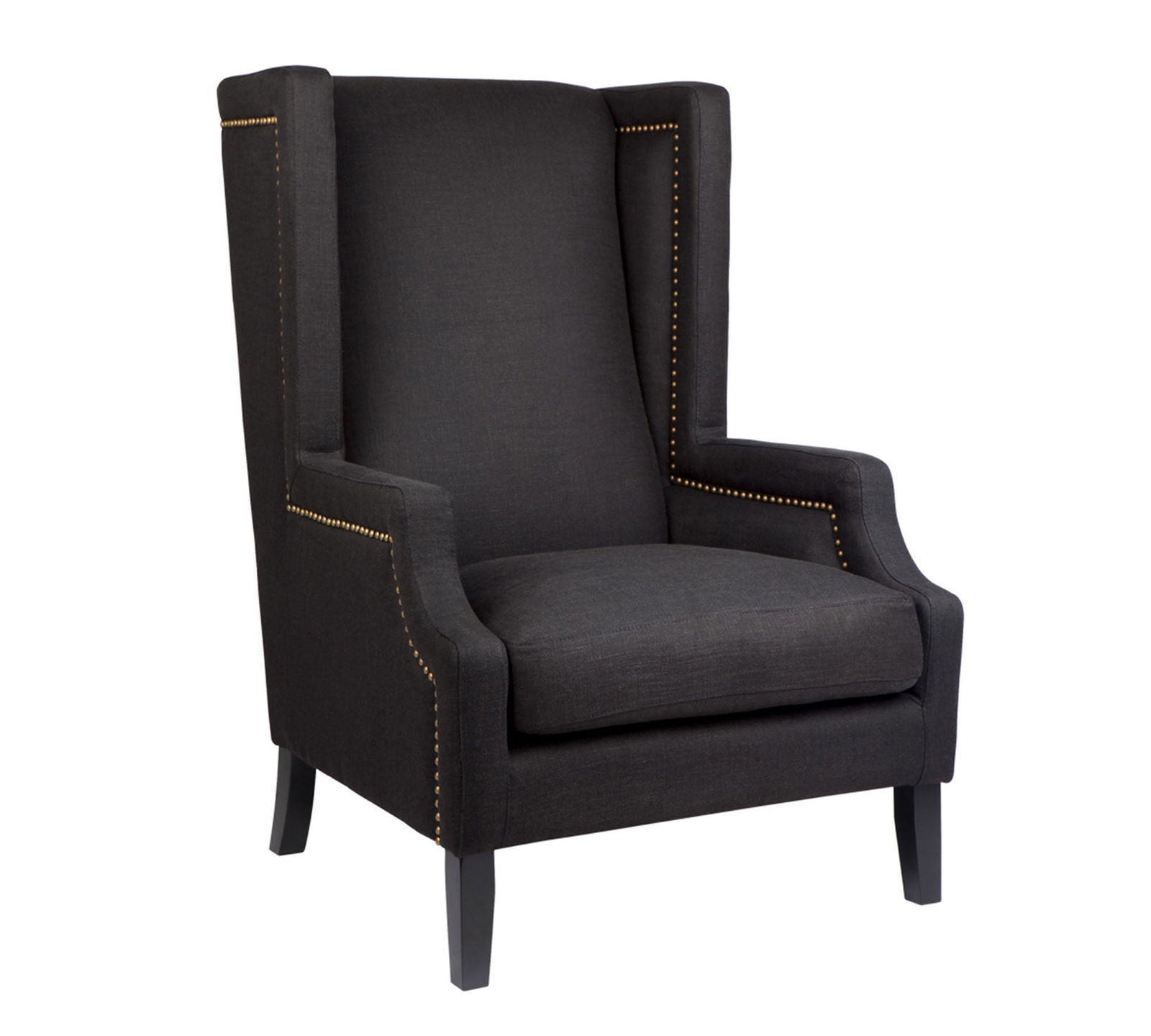 Wing Back Lounge Chair with Teak Wood Legs -