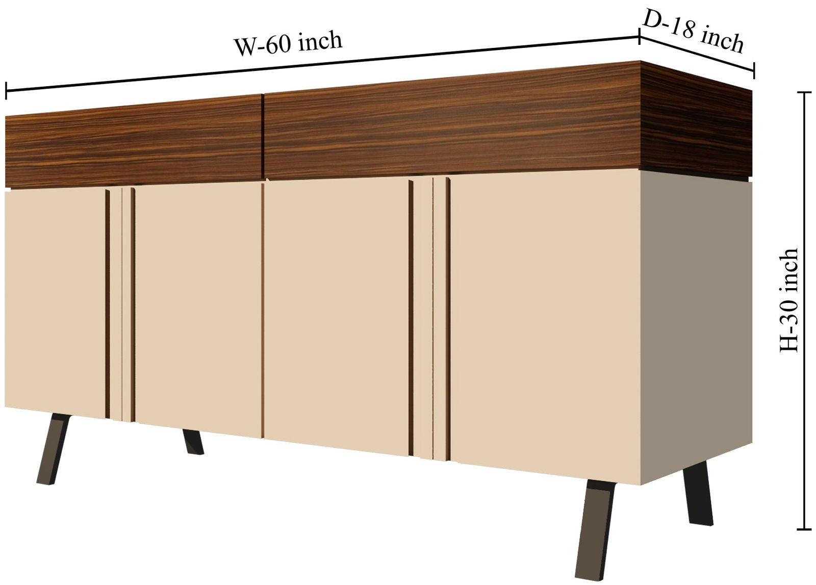 Wood File Cabinet with Metal Leg Base -