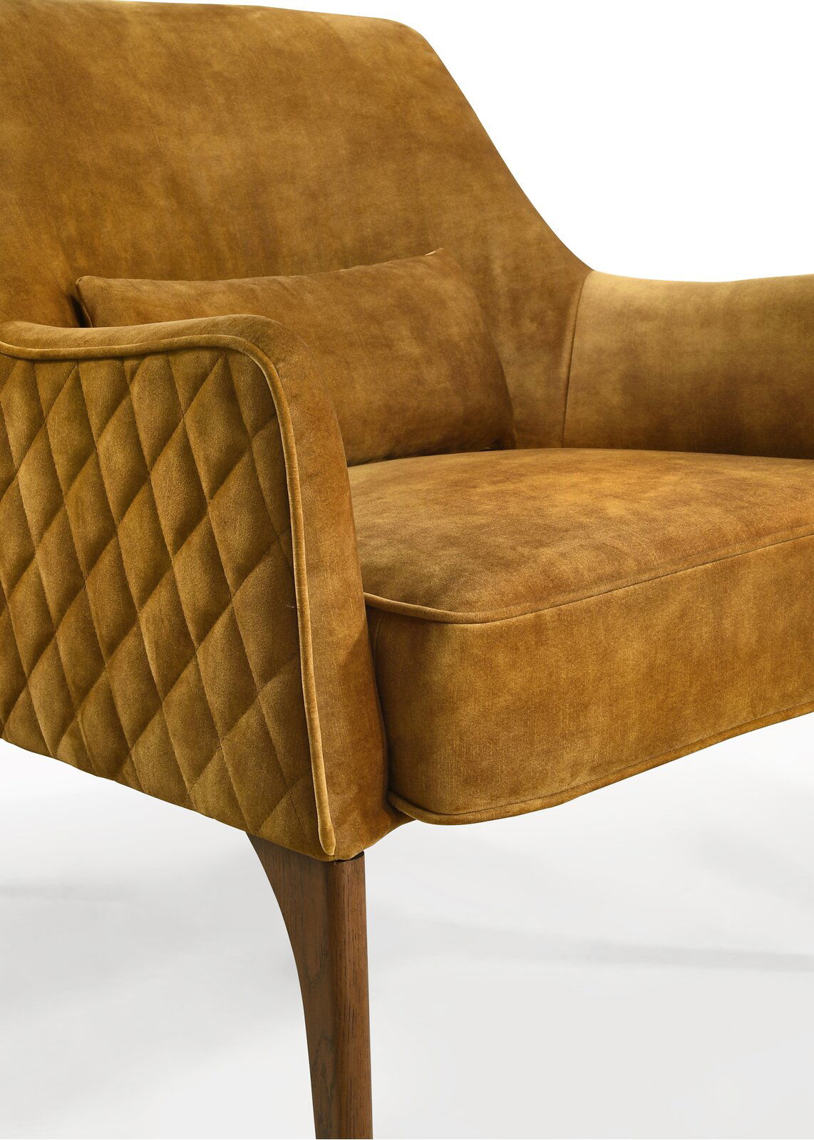 Wood and Velvet Upholstered Lounge Accent Chair -