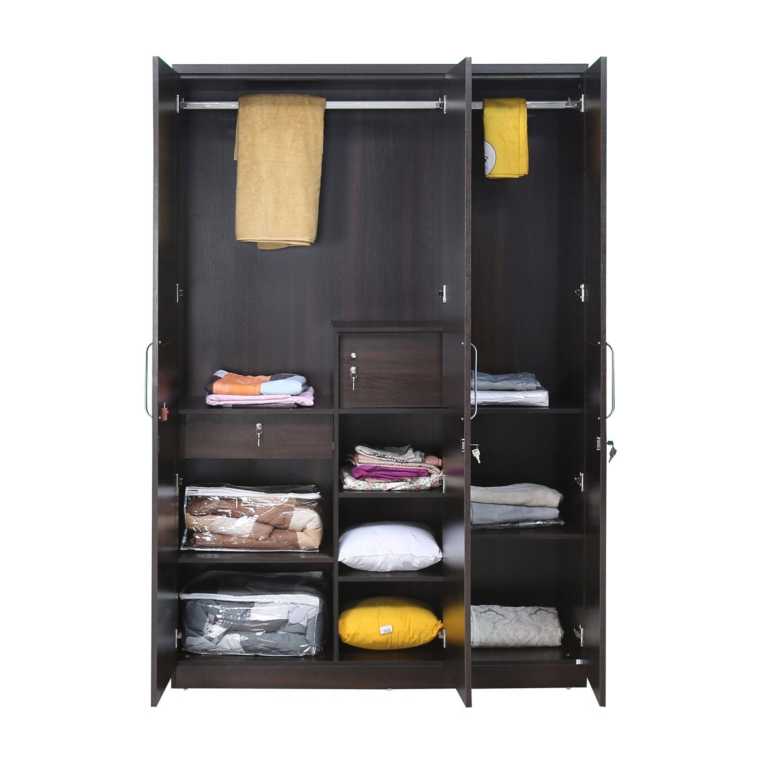 Wooden 3 Door & Mirror Wardrobe -