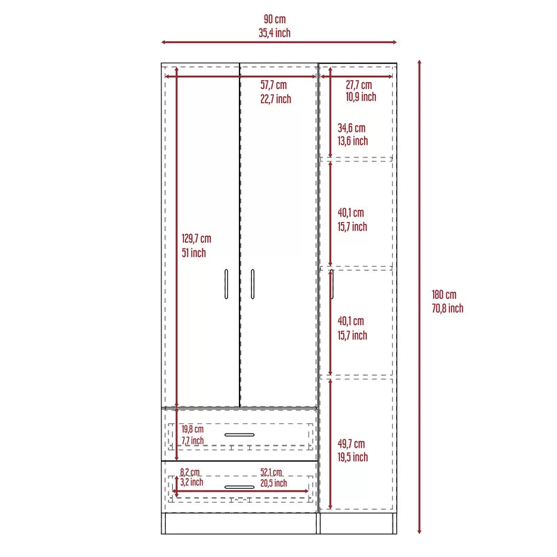 Wooden 3 Door Wardrobe -