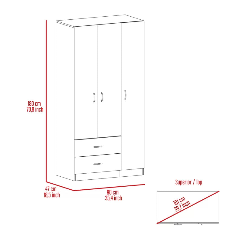 Wooden 3 Door Wardrobe -